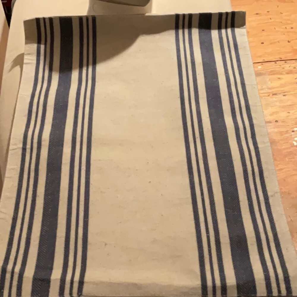 Set of 4 striped corn flower blue and cream placemats